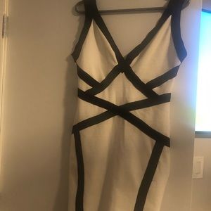 Bandage black and white dress